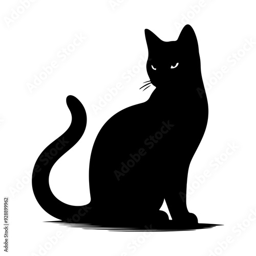 Wallpaper Mural cat silhouette Illustrator black and white Torontodigital.ca