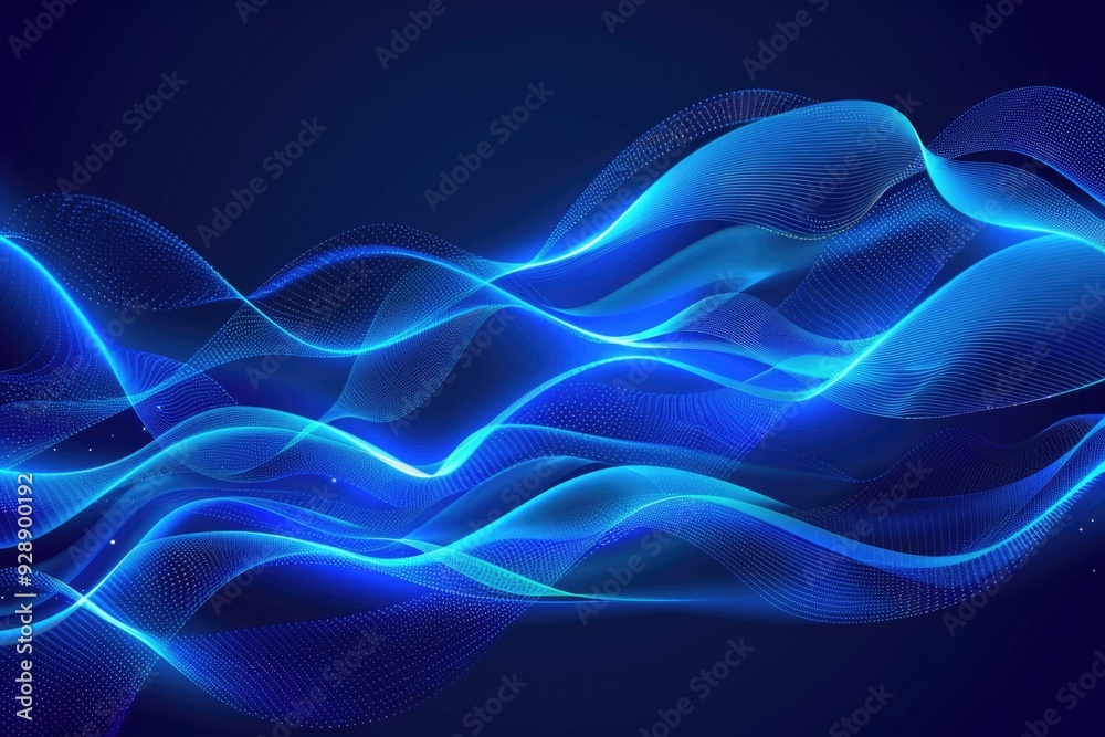 A wave of blue light on a dark background A wave of blue light on a dark background