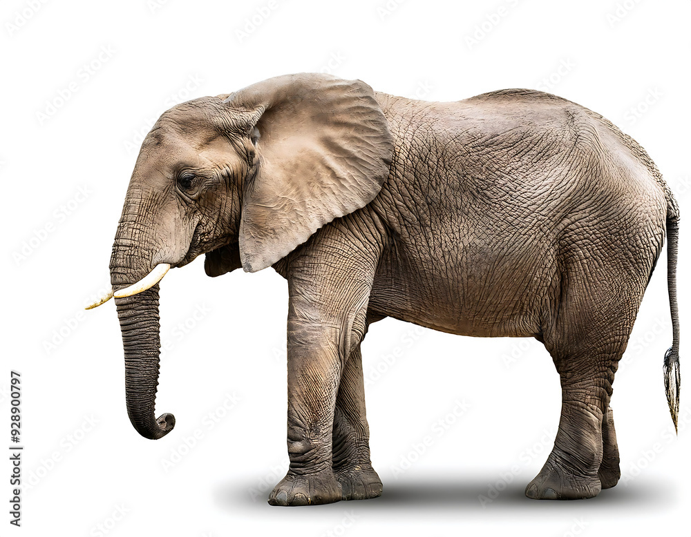 Fototapeta premium african elephant isolated white background generative ai animal