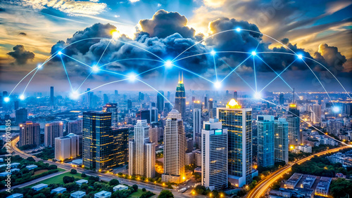 Wallpaper Mural 5G wireless networks provide ultra-fast internet, driving cloud computing, data storage, and online services, while enhancing global connectivity, smart city infrastructure, and financial systems.



 Torontodigital.ca