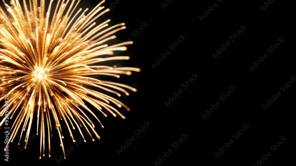 Obraz premium A vibrant burst of golden fireworks illuminating the night sky, perfect for celebrations and festive occasions.