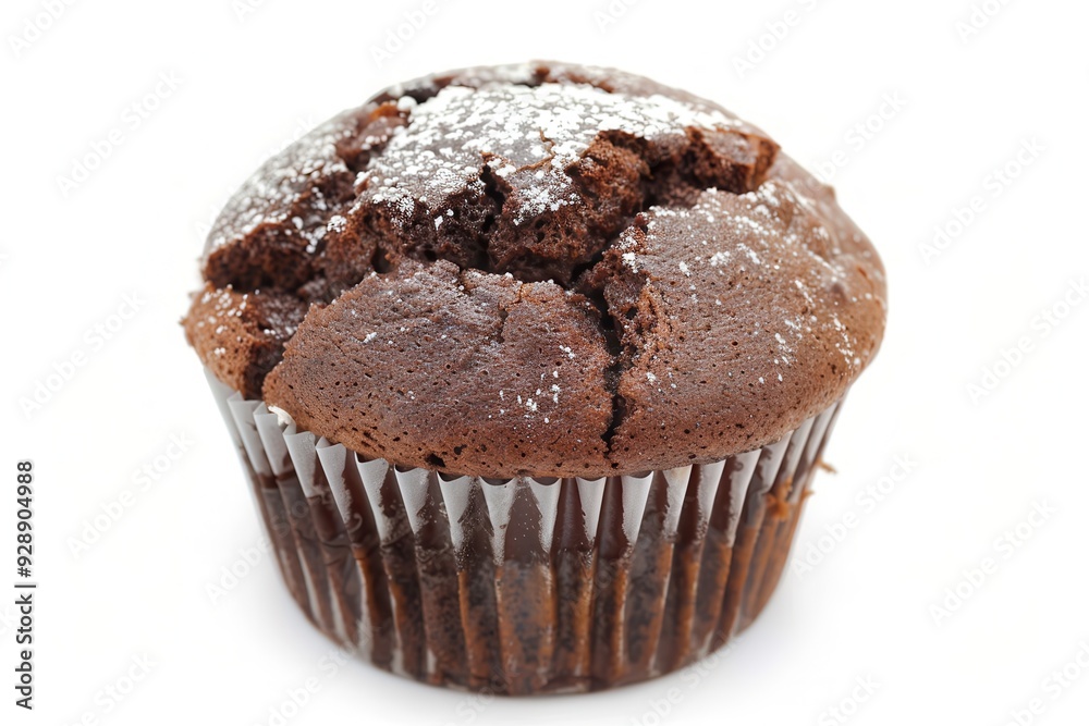 Chocolate Muffin Isolated on White Background. Delicious Pastry View Chocolate Muffin Isolated on White Background. Delicious Pastry View