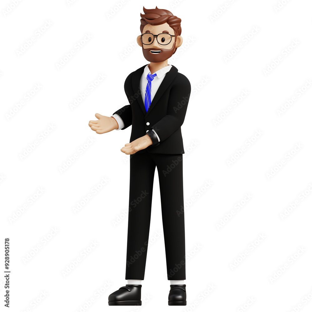 Business man pointing both hands 3d character illustration Business man pointing both hands 3d character illustration
