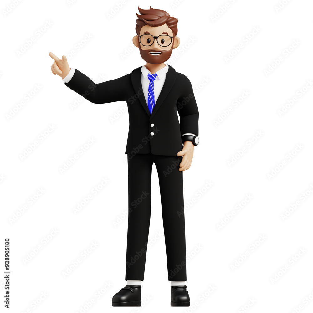 Business man pointing finger 3d character illustration Business man pointing finger 3d character illustration