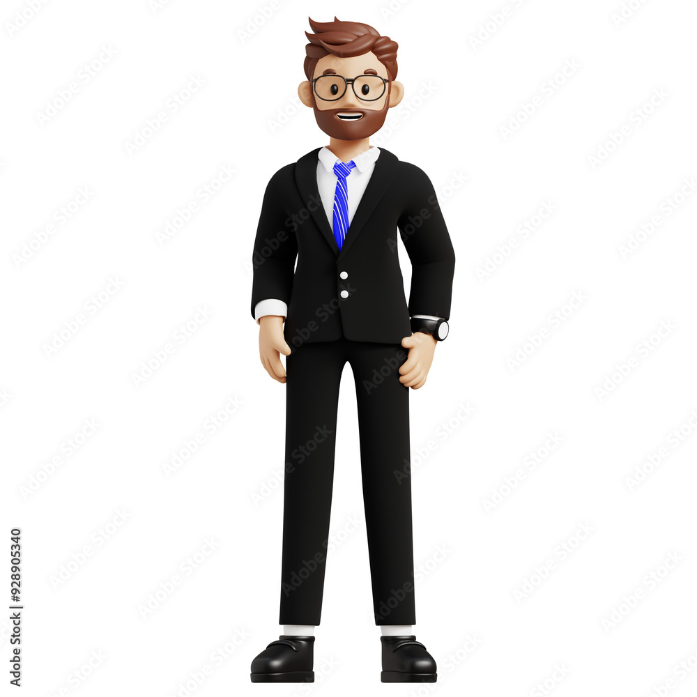 Business man standing 3d character illustration Business man standing 3d character illustration