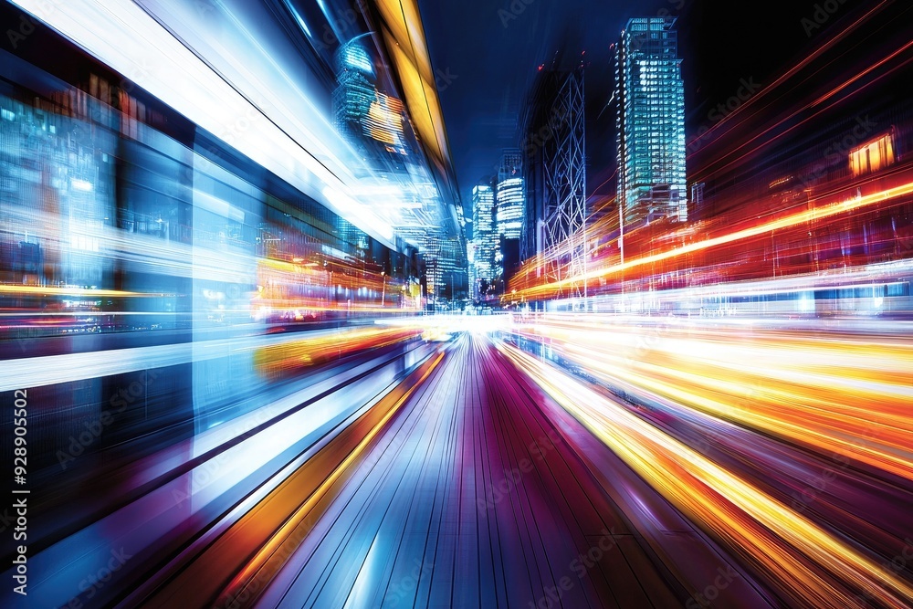 A dynamic night cityscape featuring blurred lights and motion, capturing the essence of urban speed and energy. A dynamic night cityscape featuring blurred lights and motion, capturing the essence of urban speed and energy.