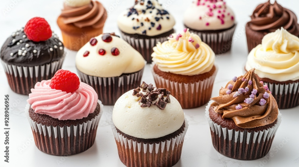 adorable mini shaped cupcakes with various flavors with a white background adorable mini shaped cupcakes with various flavors with a white background