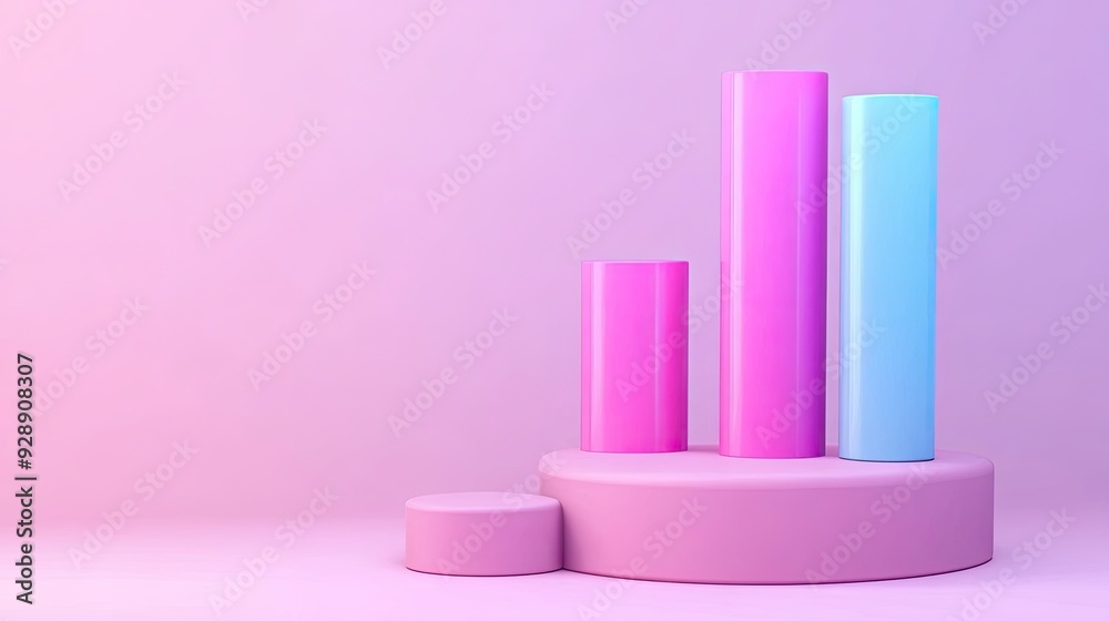 Colorful 3D bar graph on a soft gradient background, representing data growth and statistics in a modern design. Colorful 3D bar graph on a soft gradient background, representing data growth and statistics in a modern design.