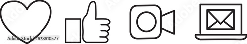 Basic Web Icons, Social Media icon set. Online community, media, website, Wi-Fi, mobile, blog, content, business marketing and social network icons. Solid icon collection with transparent background.