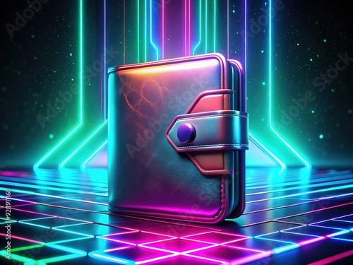 Cyberpunk Hologram: Holographic projections of wallet and isolation, with neon accents and techno-futuristic atmosphere photo