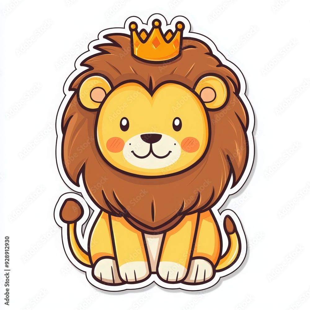 A cute cartoon lion with a crown, perfect for children's illustrations, stickers, or educational materials. A cute cartoon lion with a crown, perfect for children's illustrations, stickers, or educational materials.