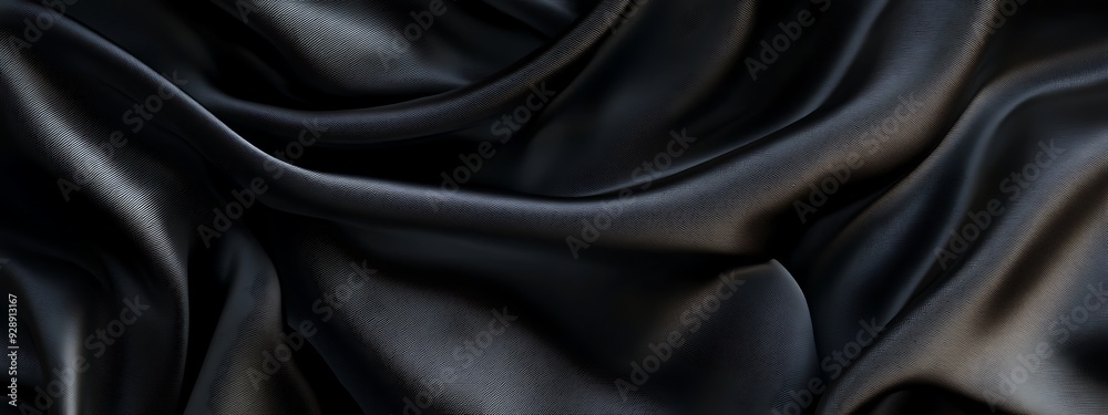 A close-up shot of a black fabric with a textured surface, the fabric is draped in soft folds and curves, casting subtle shadows. A close-up shot of a black fabric with a textured surface, the fabric is draped in soft folds and curves, casting subtle shadows.