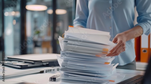 The stack of office documents photo