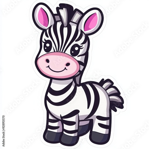 Adorable cartoon zebra with big eyes and a cute smile, perfect for children's illustrations and playful designs.