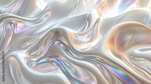 The fabric undulates gracefully, reflecting light with a soft iridescence, creating an elegant and mesmerizing visual effect