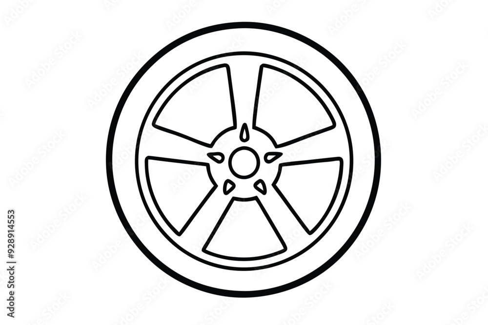 Car wheel tire line art vector illustration Car wheel tire line art vector illustration