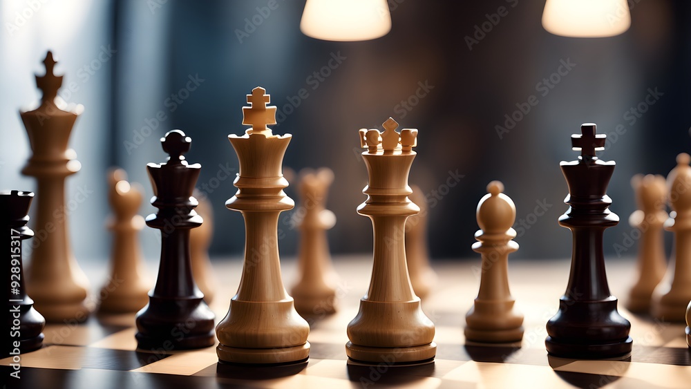 A chess board with a few pieces on it A chess board with a few pieces on it