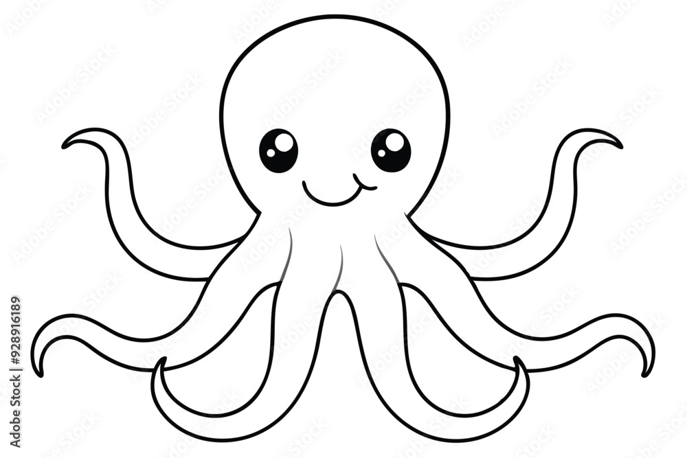 Cute octopus line art vector illustration Cute octopus line art vector illustration