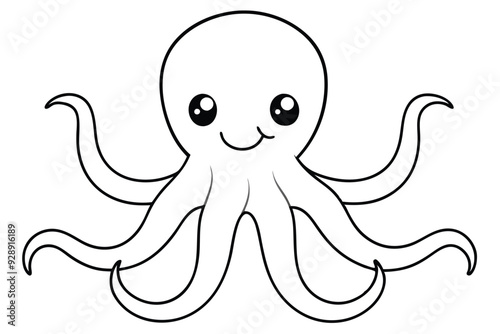 Cute octopus line art vector illustration