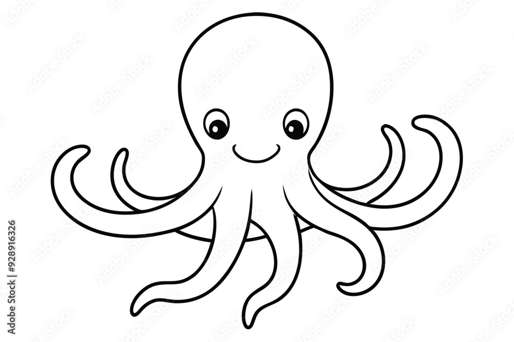 Cute octopus line art vector illustration