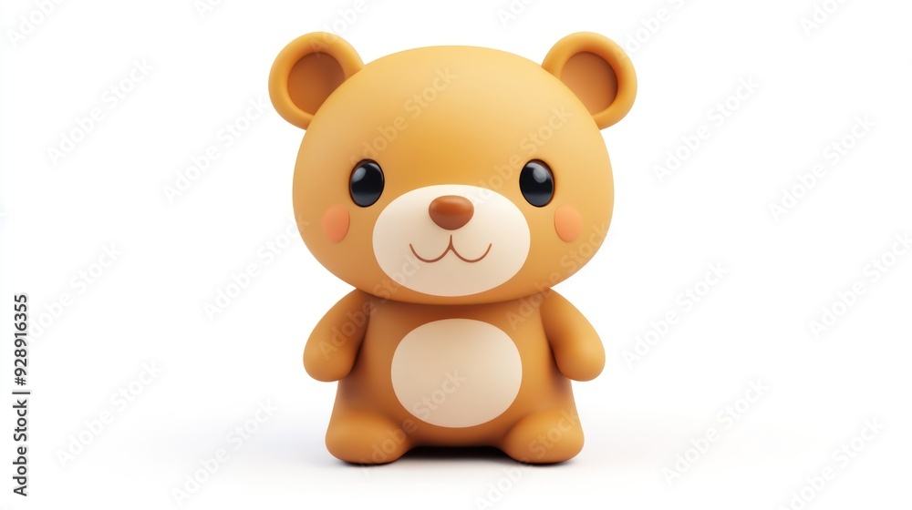 Cute cartoon teddy bear toy in a realistic vector art style on a white background Cute cartoon teddy bear toy in a realistic vector art style on a white background