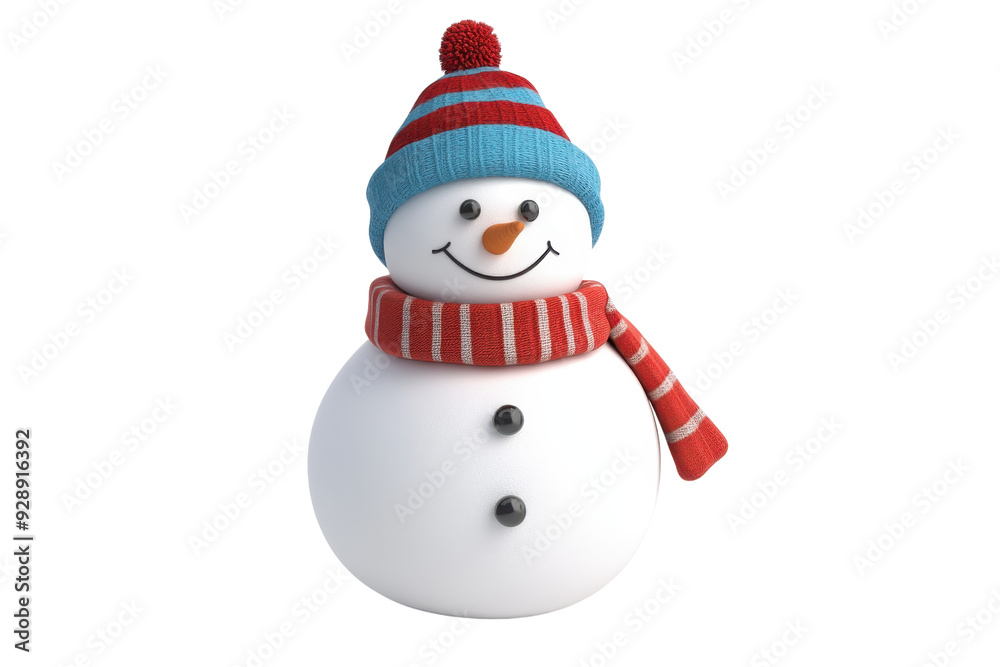 Cheerful snowman wearing a striped hat and scarf, perfect for winter holiday and Christmas themed designs and decorations. Cheerful snowman wearing a striped hat and scarf, perfect for winter holiday and Christmas themed designs and decorations.