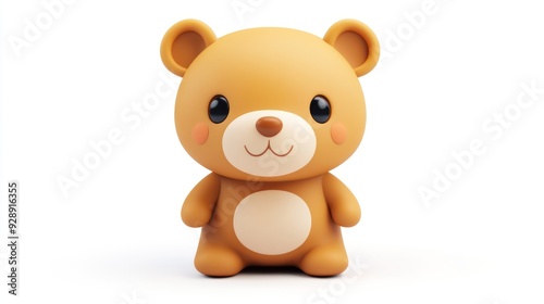 Cute cartoon teddy bear toy in a realistic vector art style on a white background