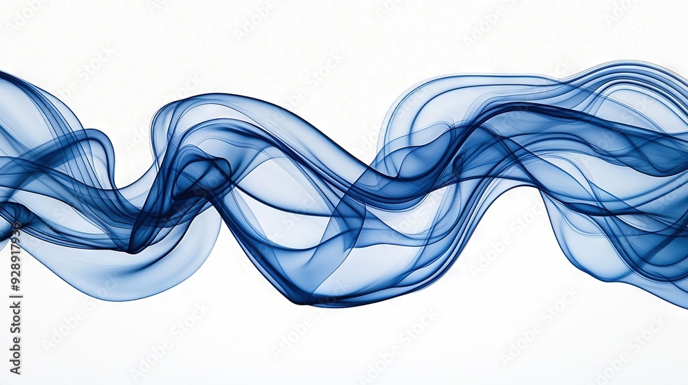 Blue wave in white background with reflection on left Blue wave in white background with reflection on left