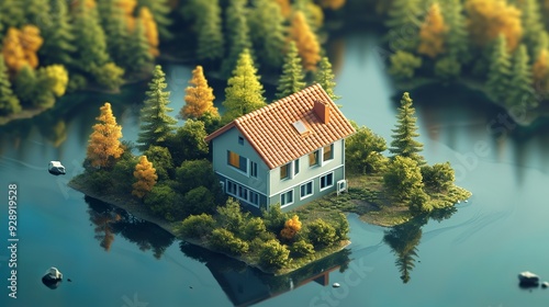 Modern Lakeside Home from Aerial Perspective