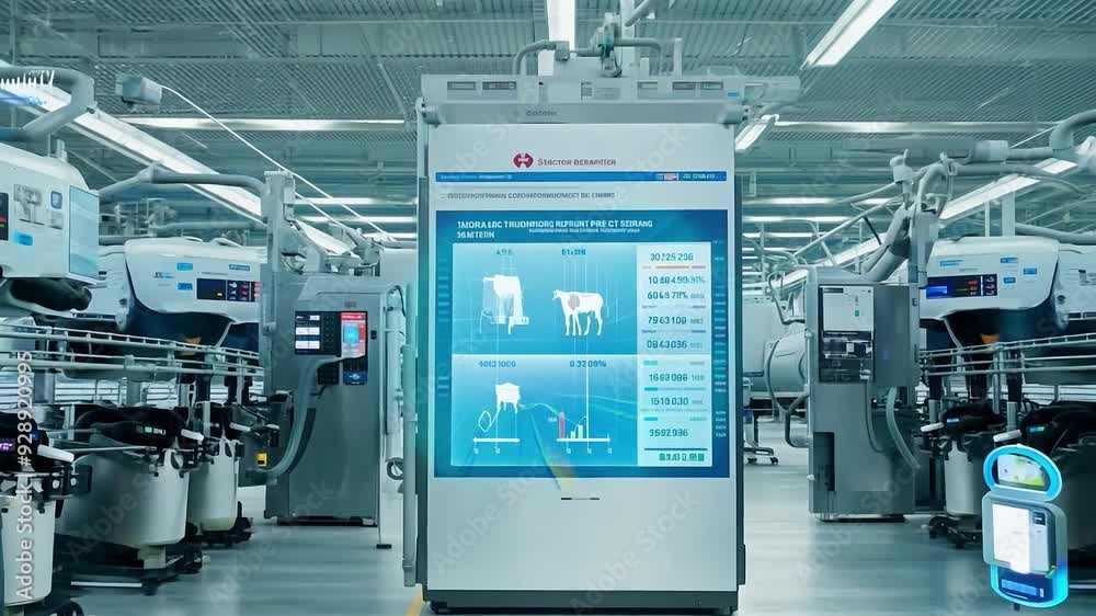 Robots in a cutting edge automated manufacturing facility Robots in a cutting edge automated manufacturing facility