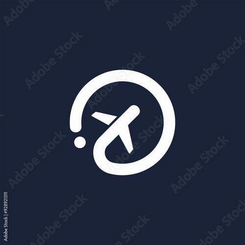 circular airplane icon logo design