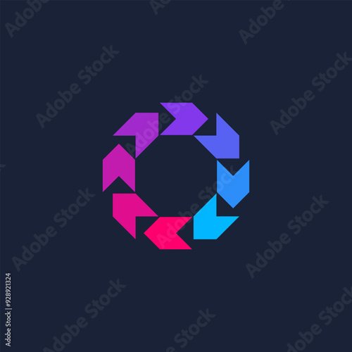 octagon shape circular arrow logo photo