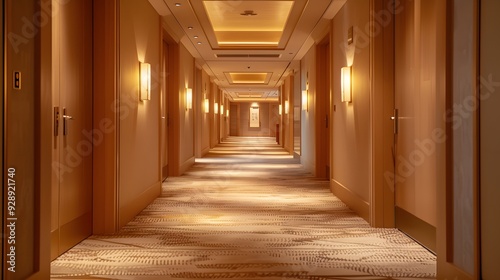 Hotel Corridor with Doors.