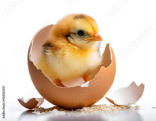 cute baby chick hatching broken egg isolated transparent white background png generative ai animal