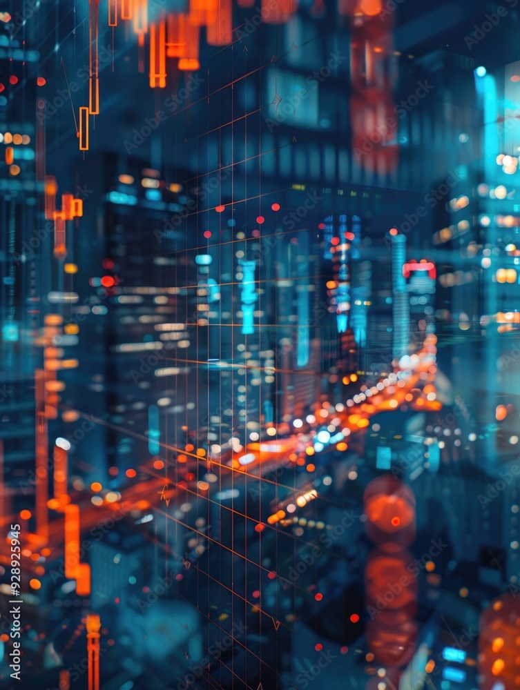 Obraz premium City skyline at night from high-rise