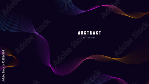 Abstract Flowing Gradient Waves on Dark Background in vibrant gradient colors on a dark background. The smooth, curved lines create a dynamic and modern design, perfect for creative projects.