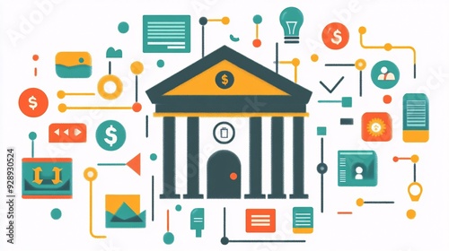 An infographic showing the features of digital finance tools like budgeting apps and online banking platforms with a focus on ease of use and benefits Stock Photo with copy space