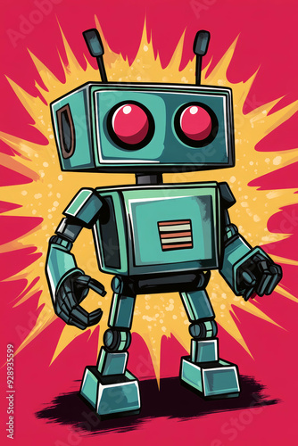 Vector style illustration of a a cute colorful robot.