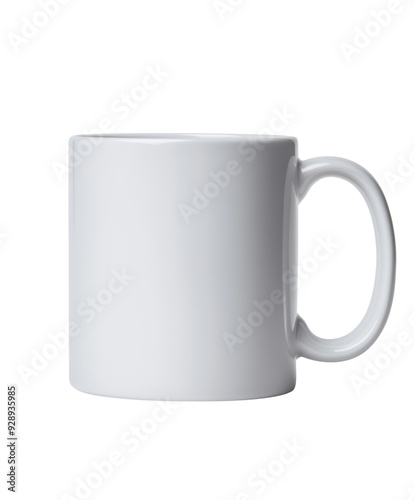 plain white ceramic coffee mug with handle isolated on transparent background photo