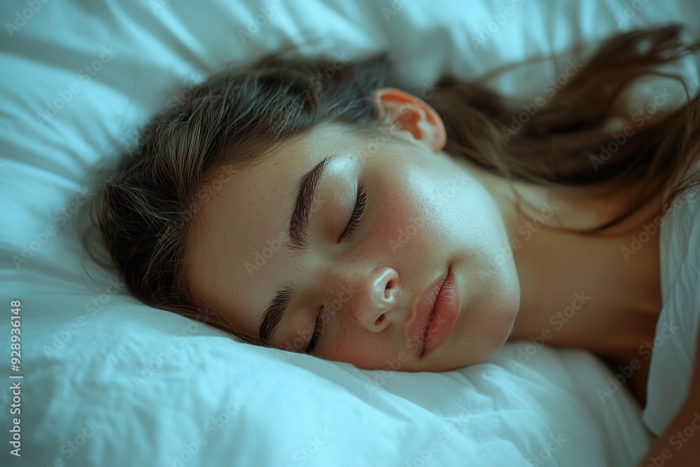 Peaceful Sleep Woman in White Bedding Peaceful Sleep Woman in White Bedding