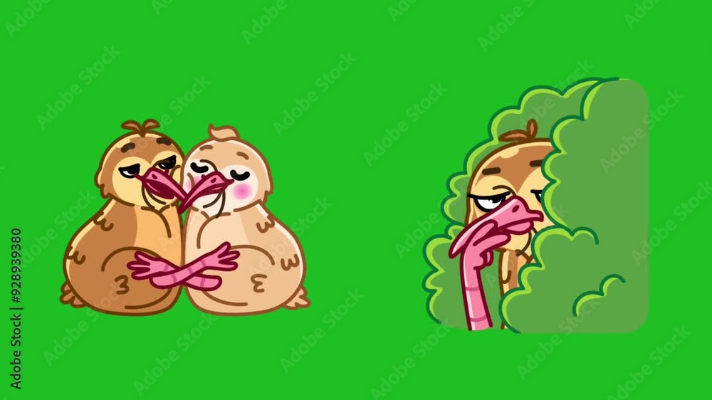 Hugging Chicken Vector Sticker of two brown chickens hugging another chicken and coming out ...