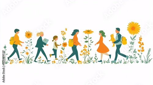 An illustration showing the different stages of life and the financial planning needs for each stage from starting a career to retirement Stock Photo with copy space