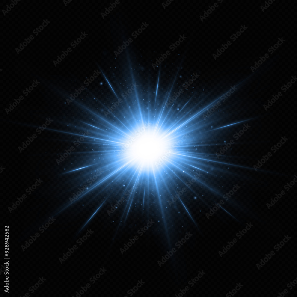 Shining blue star isolated on black background. The star burst with brilliance. Glowing effect. Flare magic star. Shining blue star isolated on black background. The star burst with brilliance. Glowing effect. Flare magic star.