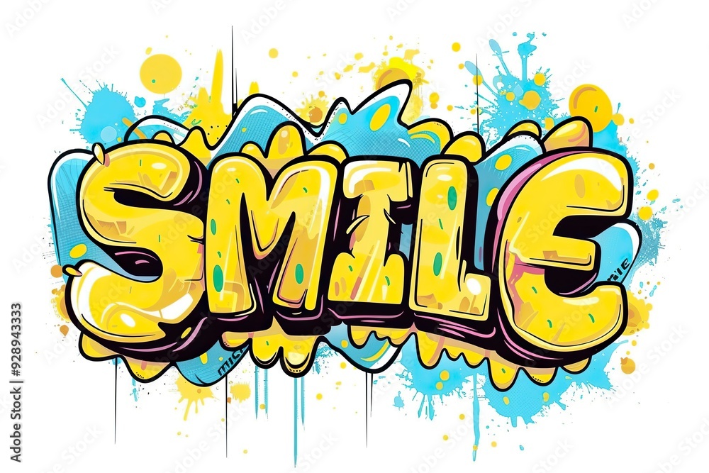 A graffiti style text featuring A graffiti style text featuring