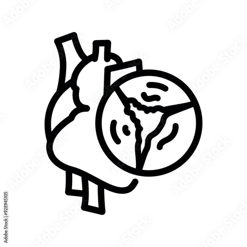 Valvular heart disease black line icon.