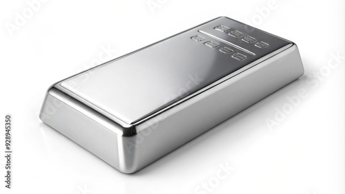 Glossy platinum bullion bar with precise weight and hallmark stamp, isolated on a white background, symbolizing wealth, luxury, and high-value investment.