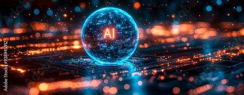 A digital sphere with the acronym IA of Artificial Intelligence.