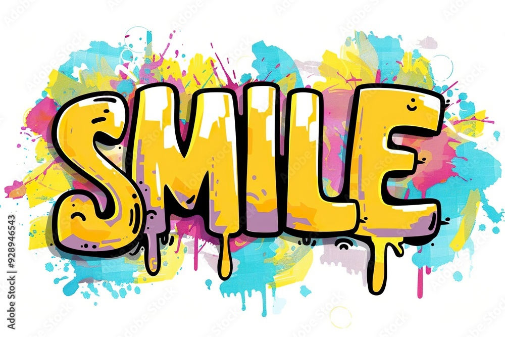 A graffiti style text featuring A graffiti style text featuring