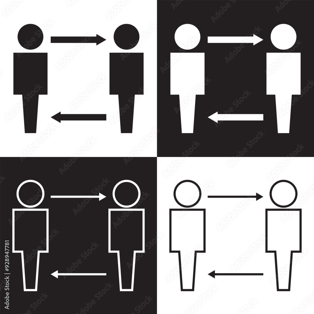 Replace person, staff change, replace worker simple line icon set on white and black background. vector illustration. EPS 10 Replace person, staff change, replace worker simple line icon set on white and black background. vector illustration. EPS 10