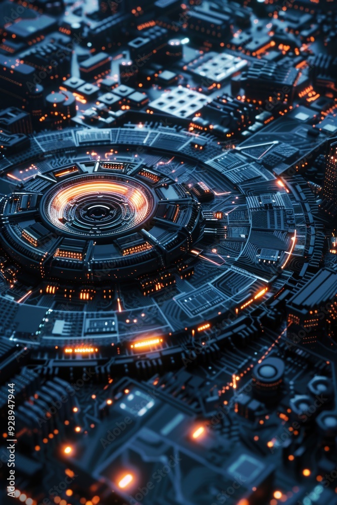 Obraz premium Futuristic City Nighttime Lightscape